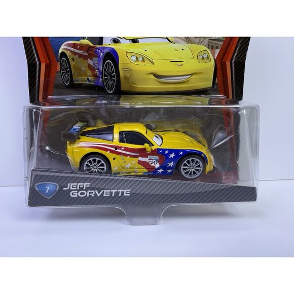 NIB Disney Pixar Cars 2 #7 Jeff Gorvette 1:55 Diecast Car Mattel 2010 - Picture 4 of 8